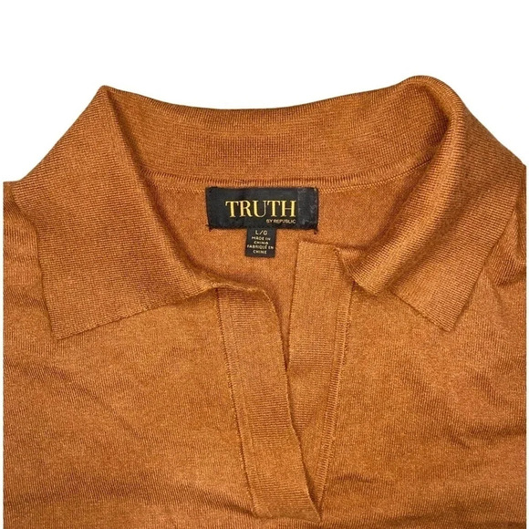 Truth by Republic  Knit Top / Sweater | Copper Brown | Size Large - Picture 4 of 6